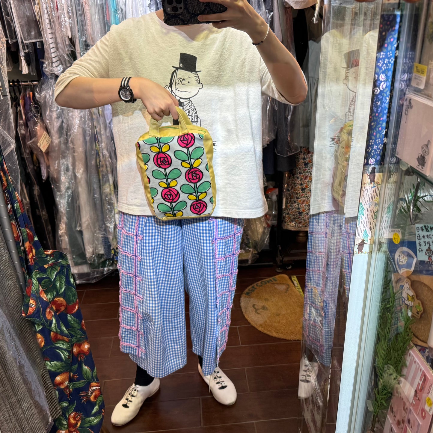 Handmade Floral Mini Hand Bag, Fabric from Japan