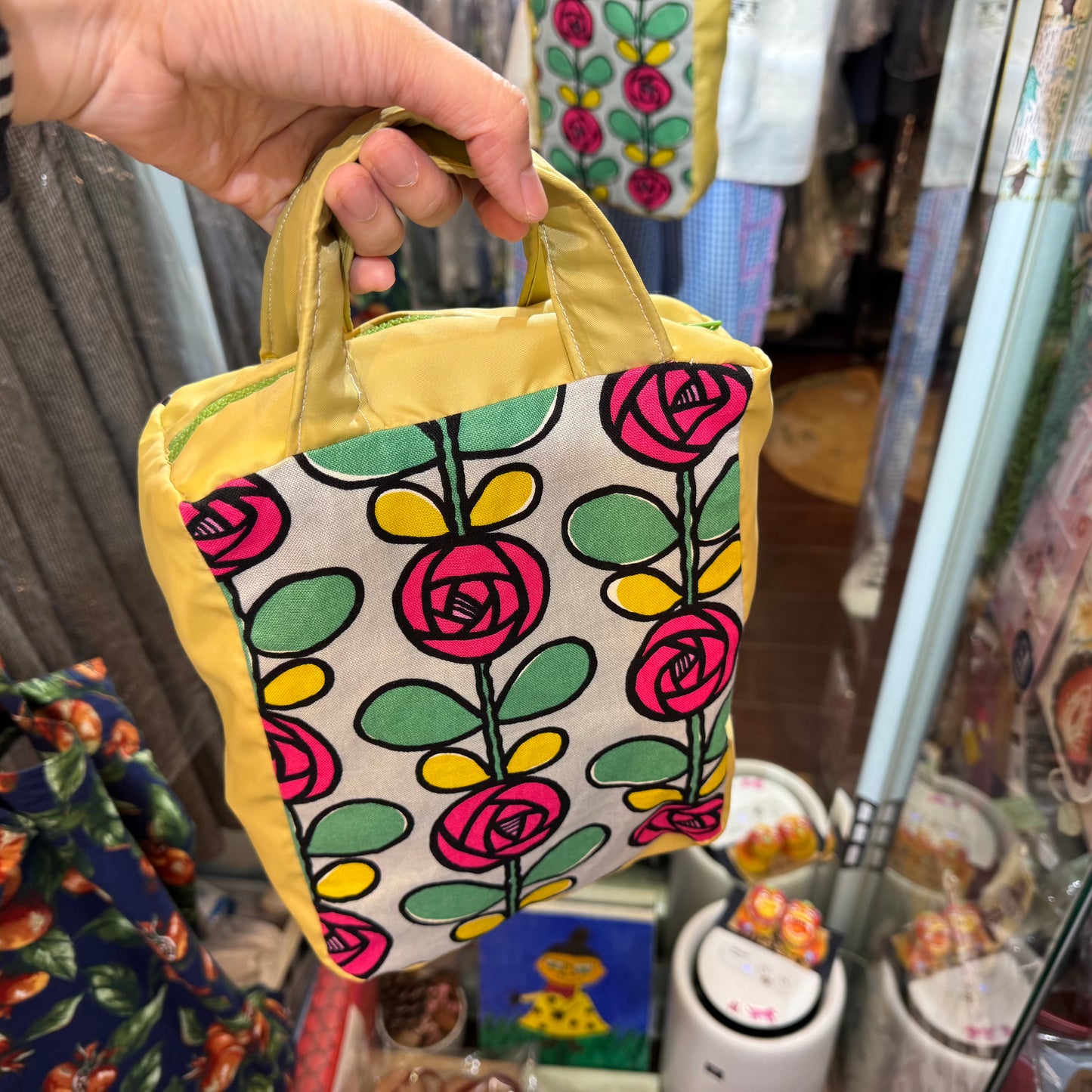 Handmade Floral Mini Hand Bag, Fabric from Japan