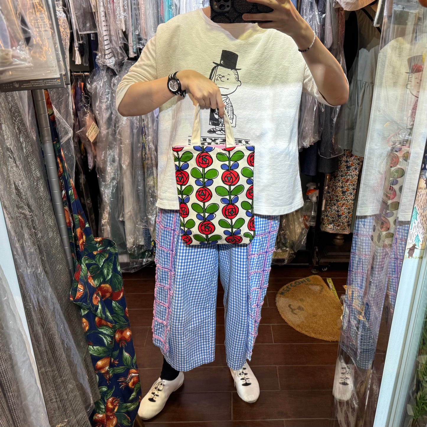 Handmade Floral Hand Bag, Fabric from Japan