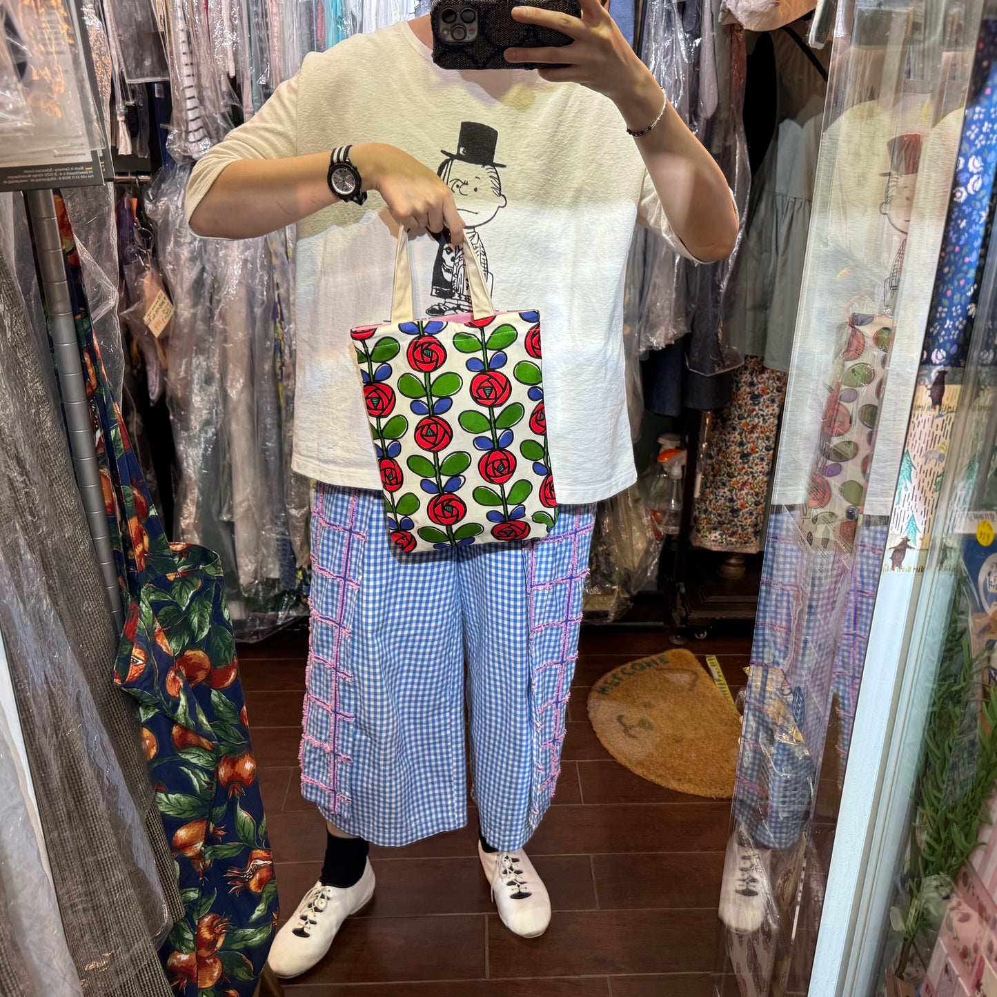 Handmade Floral Hand Bag, Fabric from Japan