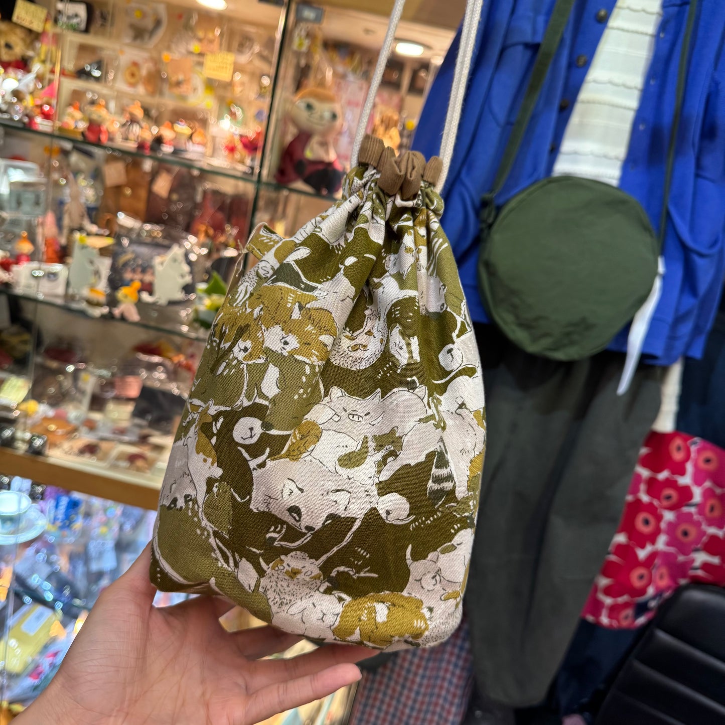 Handmade Animals Prints Bucket Bag, fabric from Japan