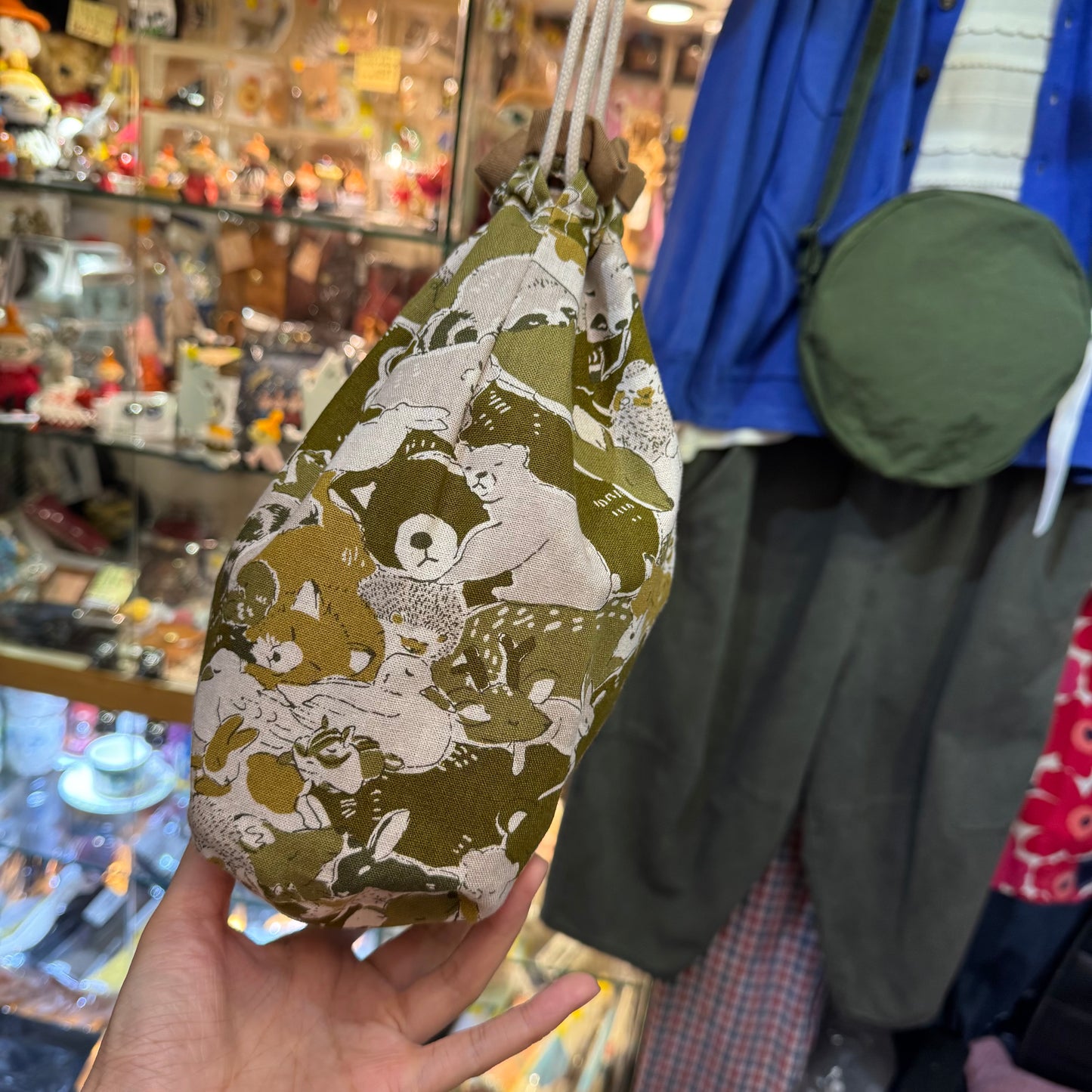 Handmade Animals Prints Bucket Bag, fabric from Japan