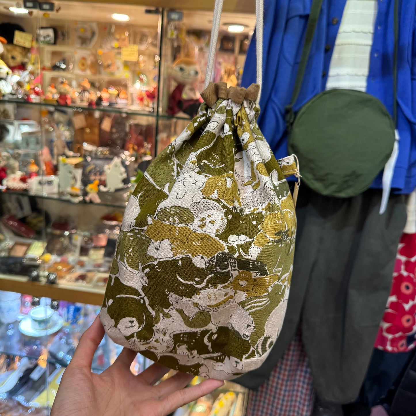 Handmade Animals Prints Bucket Bag, fabric from Japan