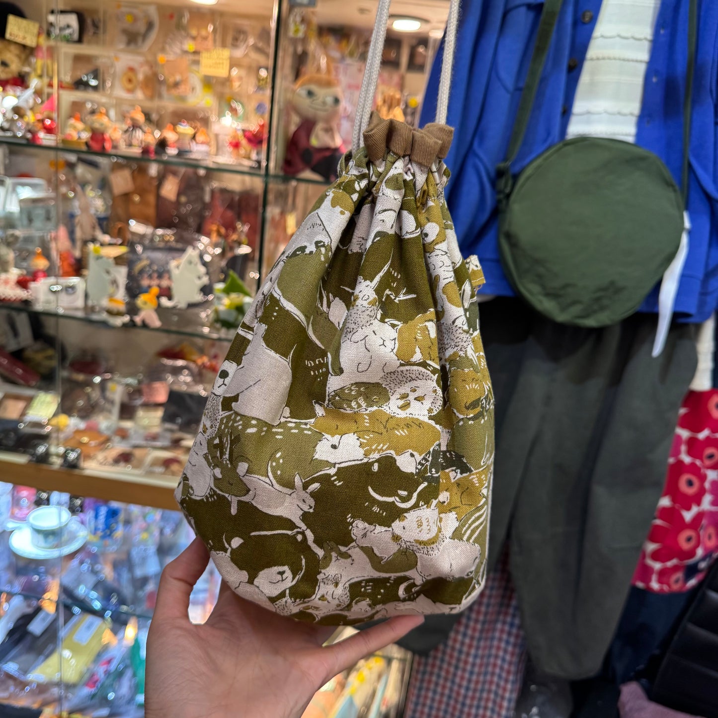 Handmade Animals Prints Bucket Bag, fabric from Japan