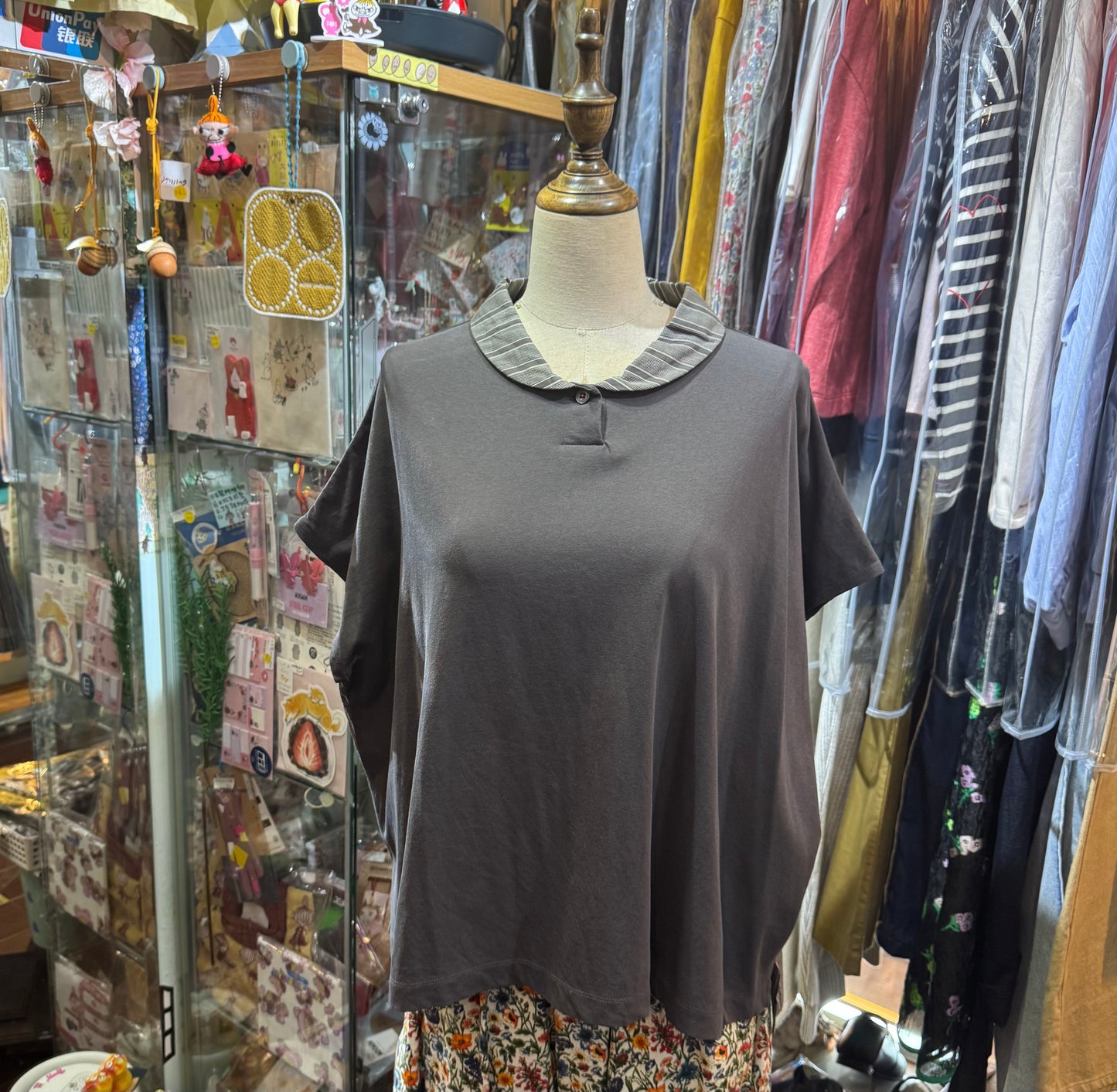 Sale- Cotton… Charcoal Top, made in Japan