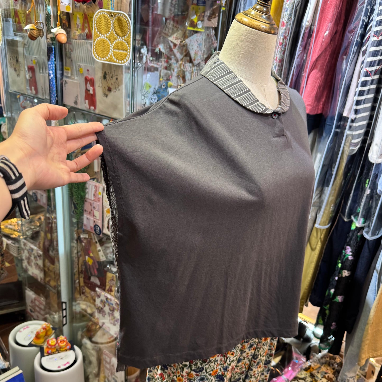 Sale- Cotton… Charcoal Top, made in Japan