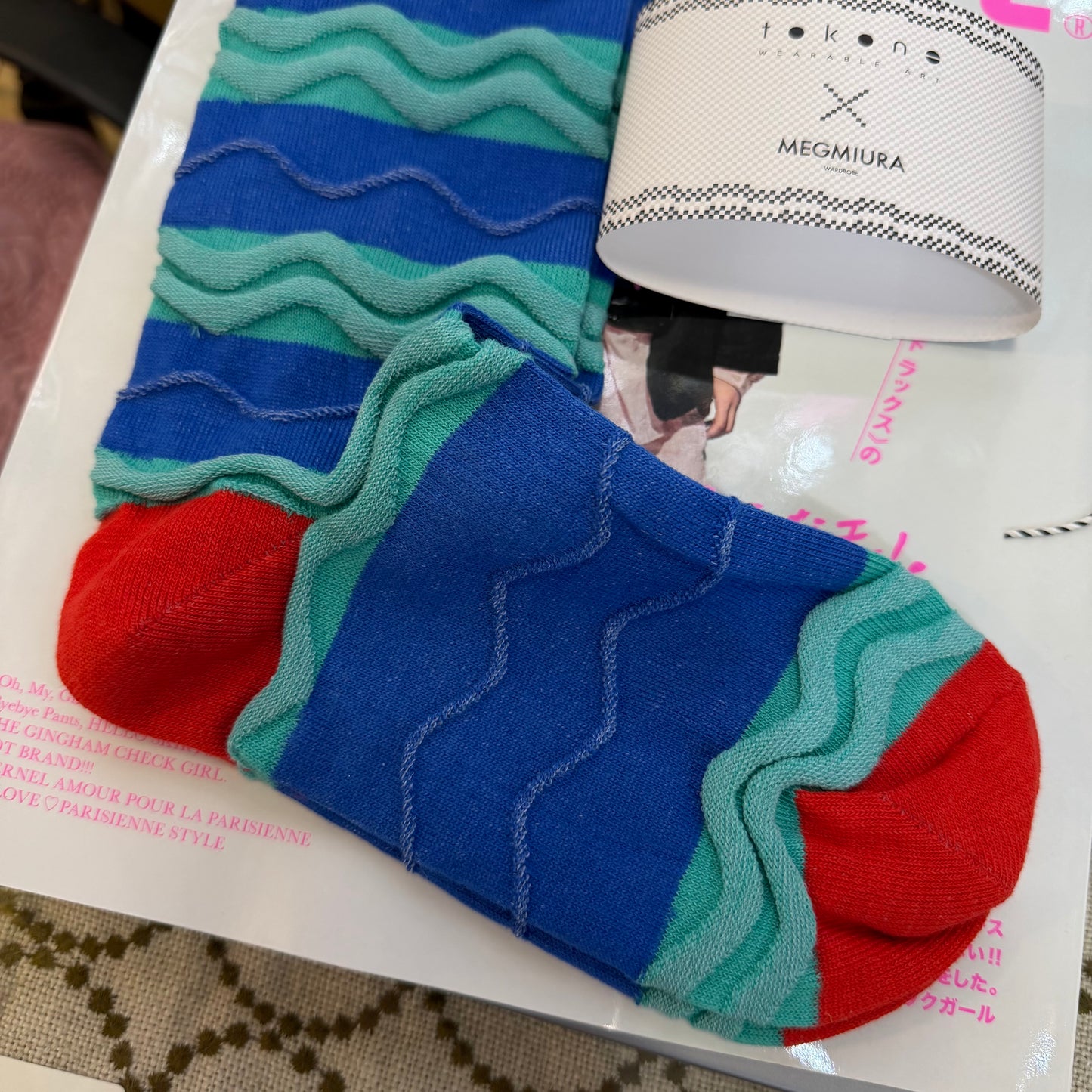 MEGMIURA WARDROBE X Tokone Wavy stripe socks, 5 Colors, made in Japan