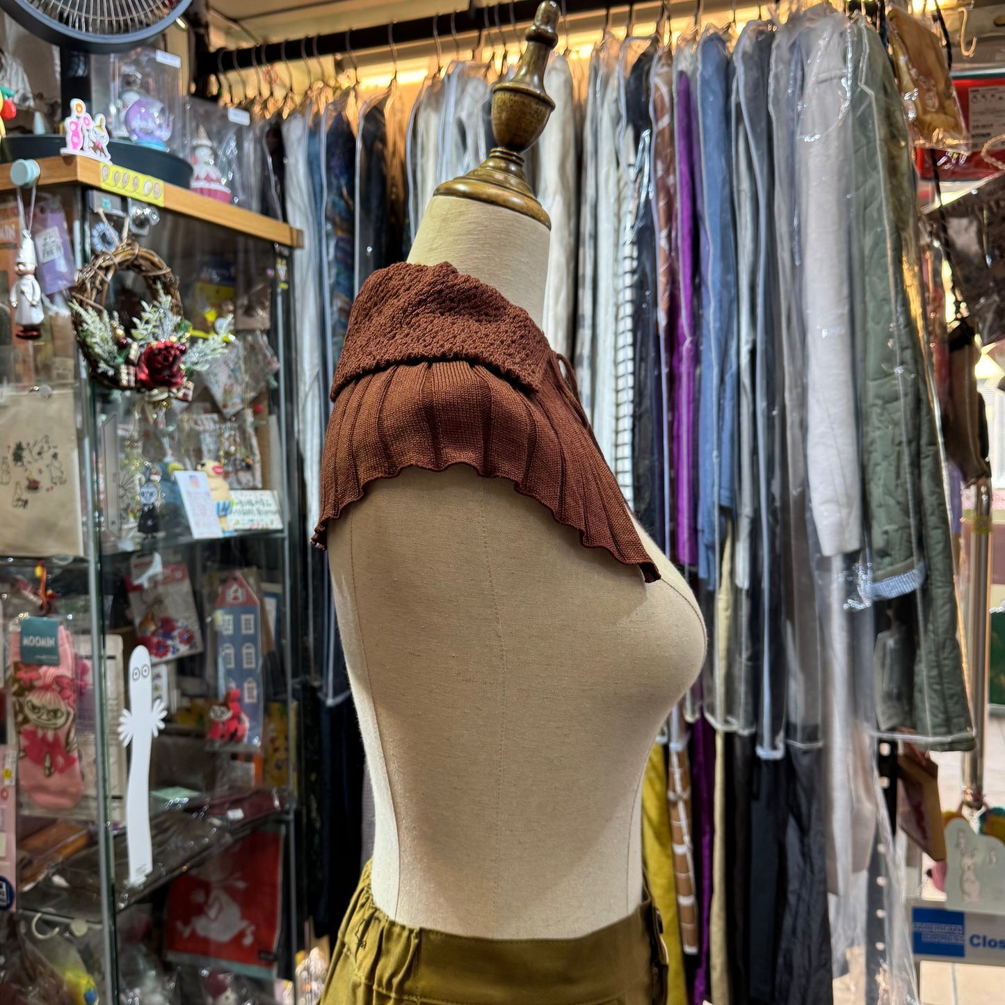 Sale- French Bull Brown Wool Knit Collar, made in Japan