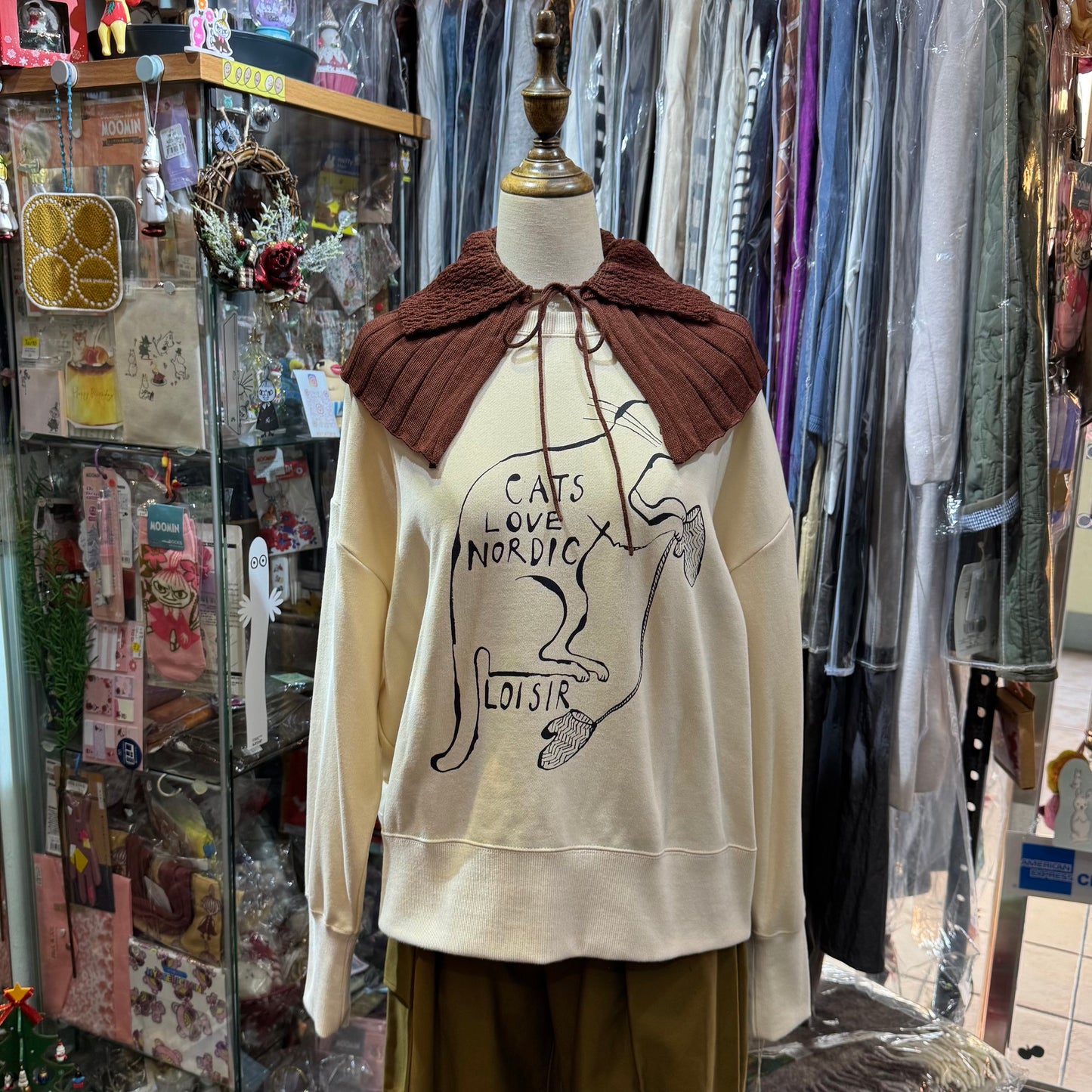 Sale- French Bull Brown Wool Knit Collar, made in Japan