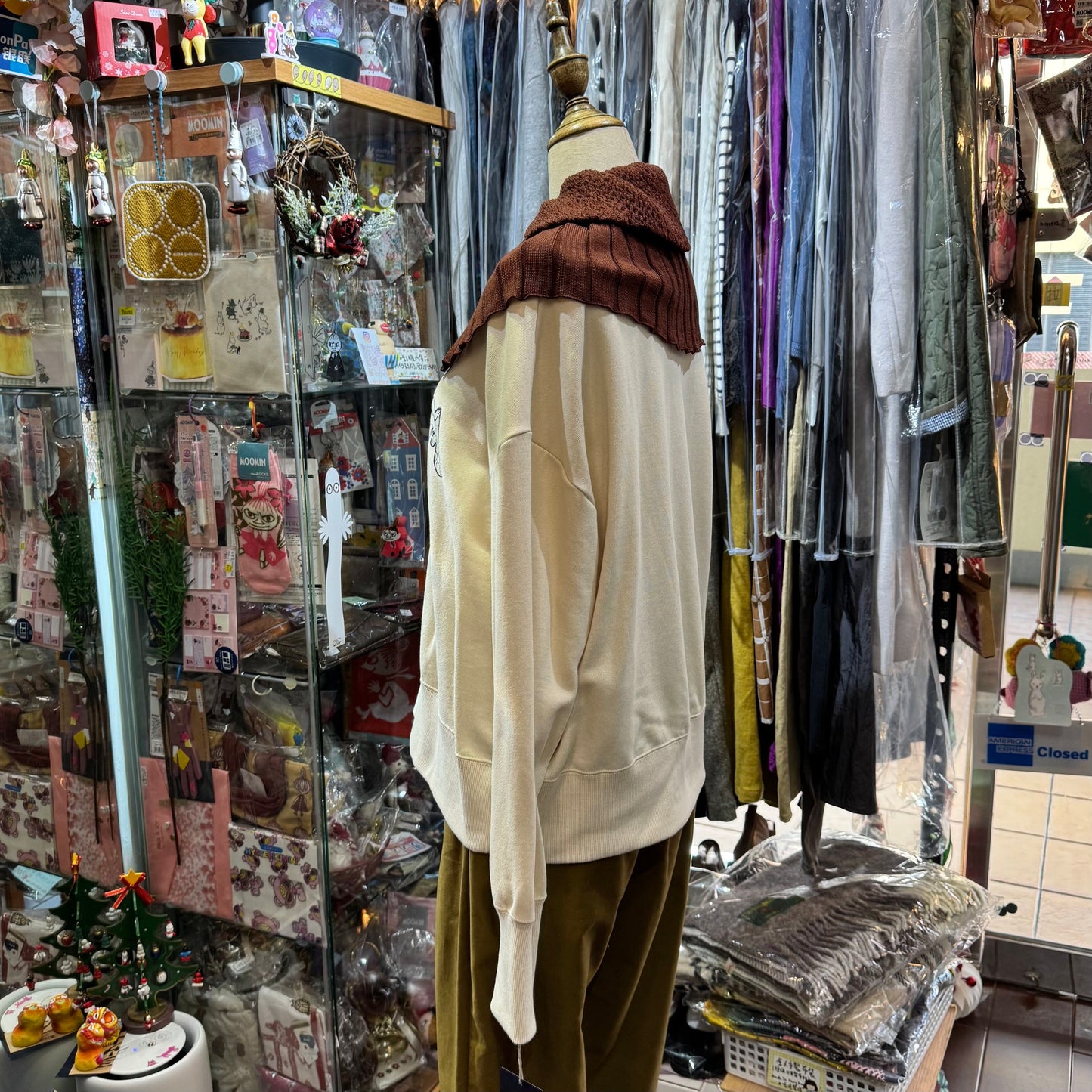 Sale- French Bull Brown Wool Knit Collar, made in Japan