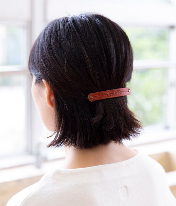 Kanmi Leather Hair Clips, 3 Colors, made in Japan