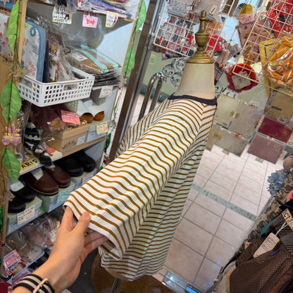Le colis Beige Striped T-shirt, Cool Comfort Fabric