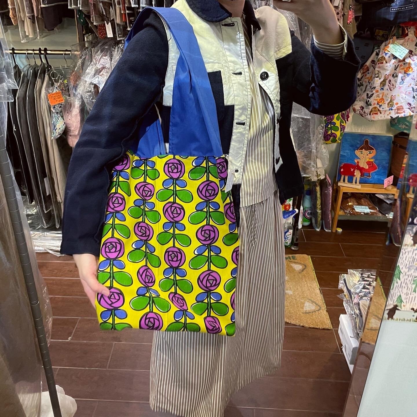 Handmade Floral Tote Bag, Fabric from Japan