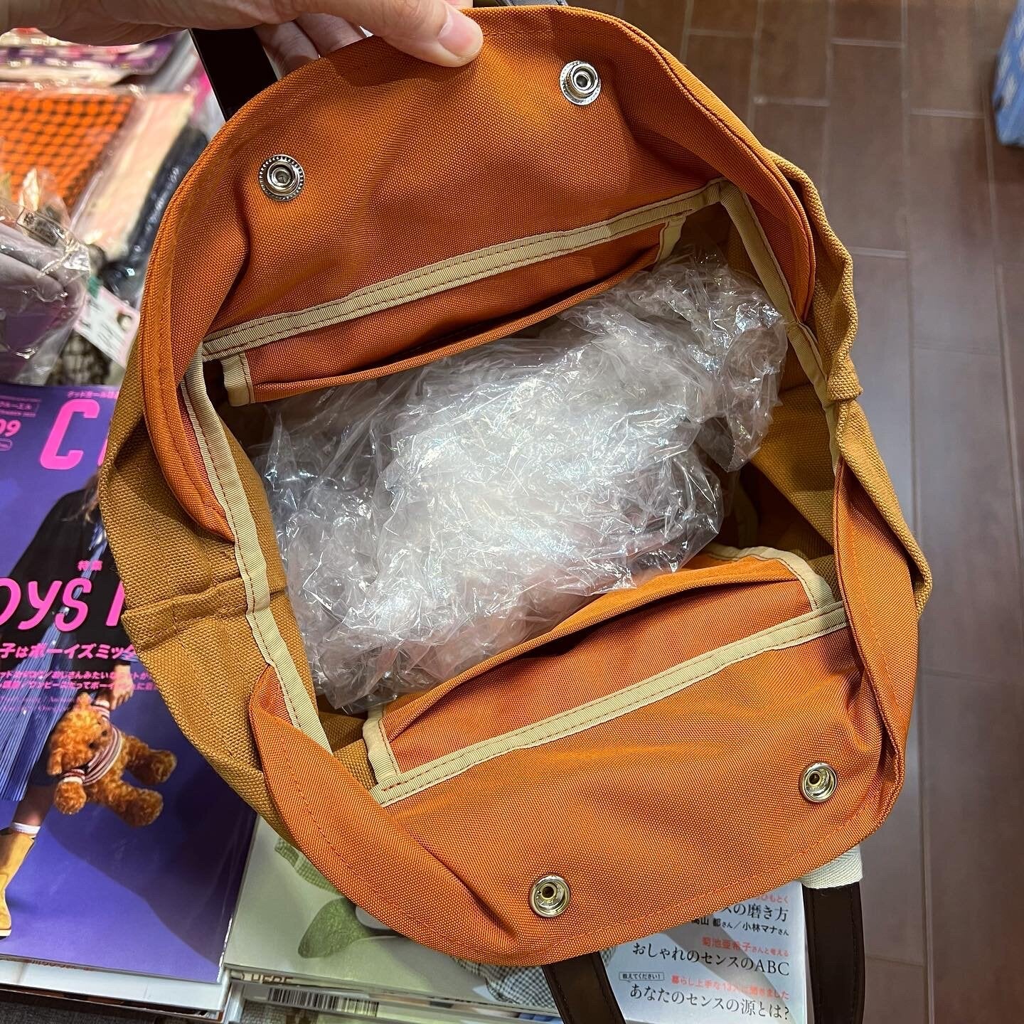 Sale- Anvocoeur Brown X Orange Canvas Handbag, made in Japan