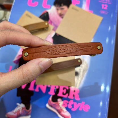 Kanmi Leather Hair Clips, 3 Colors, made in Japan