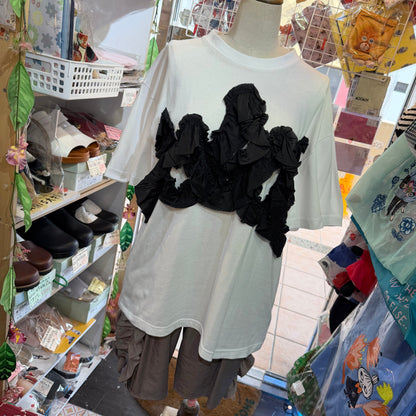 Iki Frill White T-shirt, size M, made in Japan