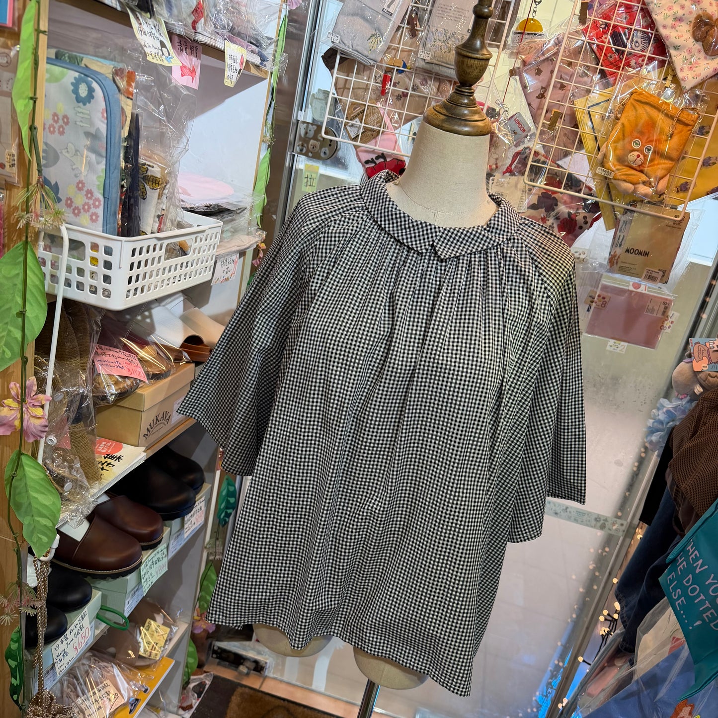 Blue Willow Black Gingham Blouse
