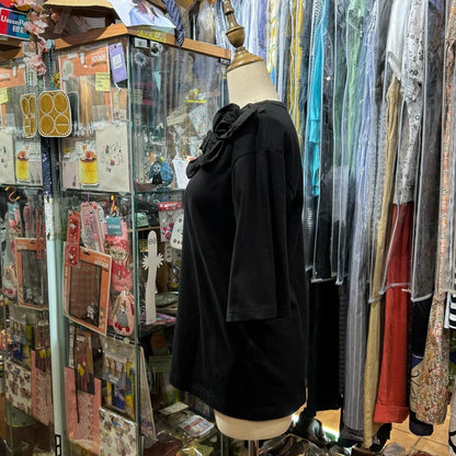 Miyao Ruffles Black T-shirt, made in Japan