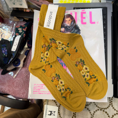 Ande Floral Socks, 2 Colors, made in Japan