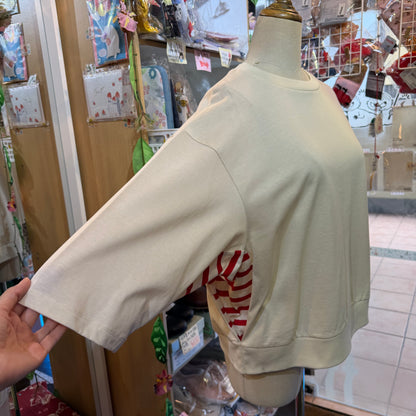 Munich Ivory X Red Striped Sweatshirt, made in Japan