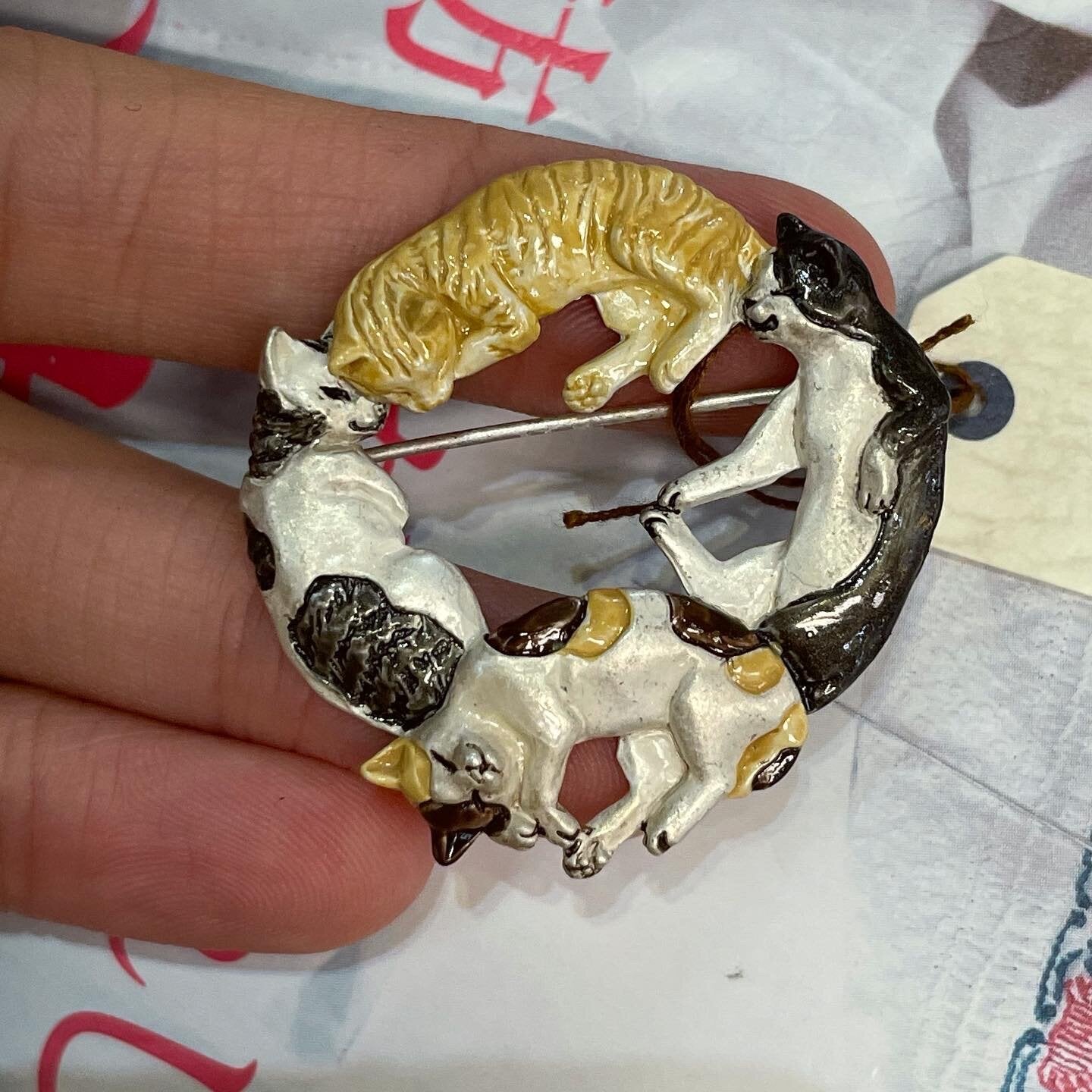 Palnart Poc Cats Brooch, made in Japan