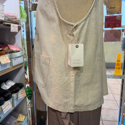 Ina Cotton-blend Vest Top, 2 Colors, made in Japan
