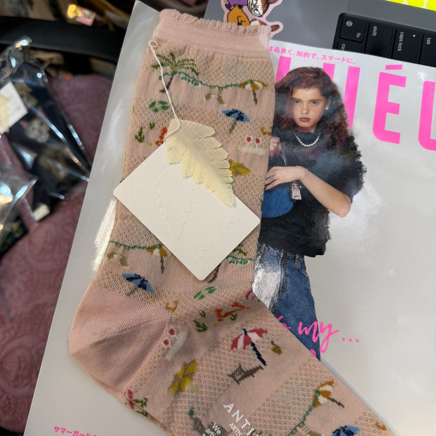 Antipast Summer Beach Pink Socks, made in Japan