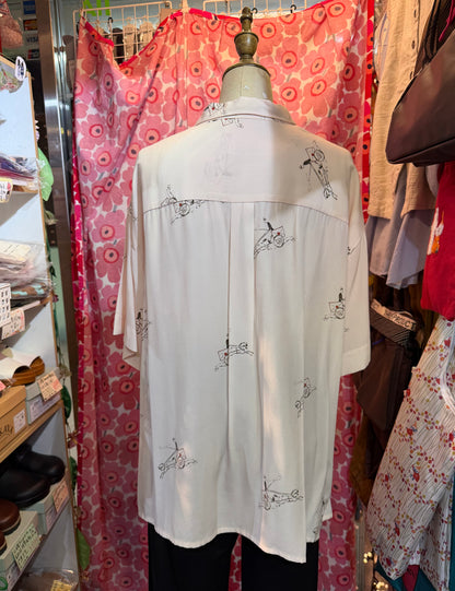 Ouvert French Prints Ivory Shirt, made in Japan
