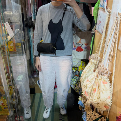 Ampersand Black Leather Cylinder Shoulder Bag, made in Japan