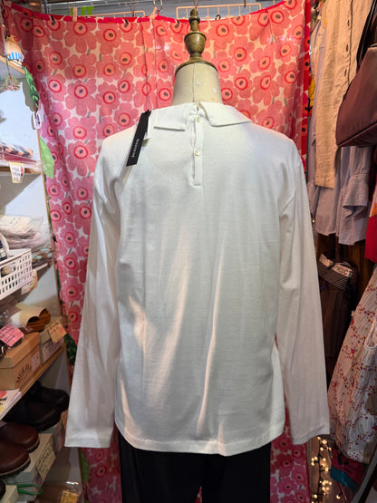 Mizuiro ind White Long Collar T-shirt, made in Japan