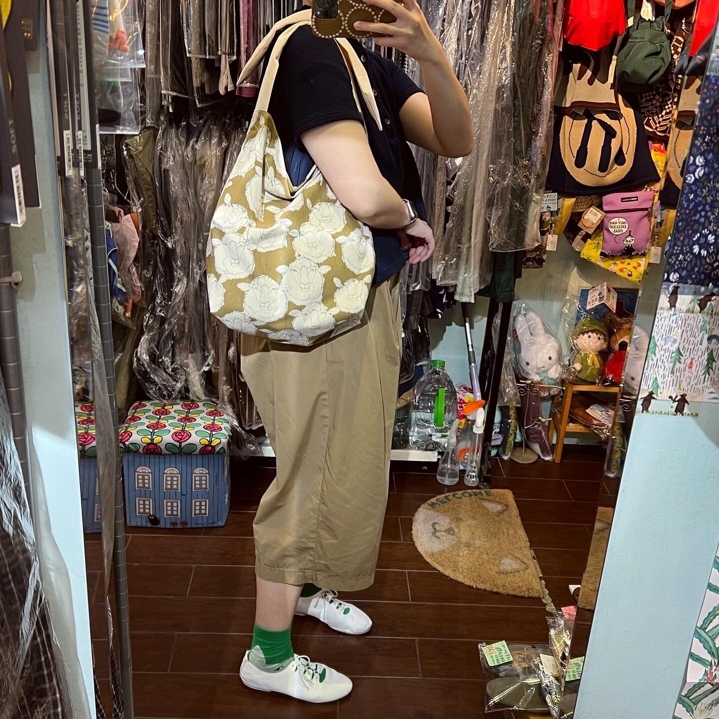 Handmade Sheep Brown Ribbon Bag, fabric from Japan