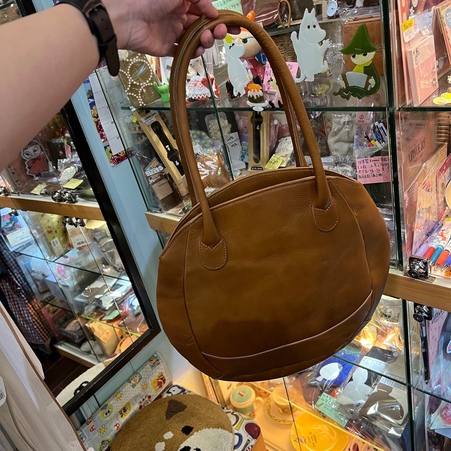 Sale- Kanmi Caramel Leather Egg Bag, made in Japan