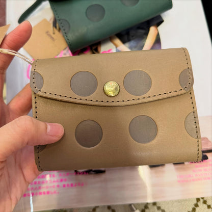 Kanmi Polka Leather Small Wallet, 2 Colors, made in Japan *New Colors