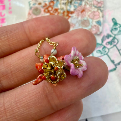 Les Néréides Paris Fuchsia Flower 18ct Gold Necklace, imported from the UK