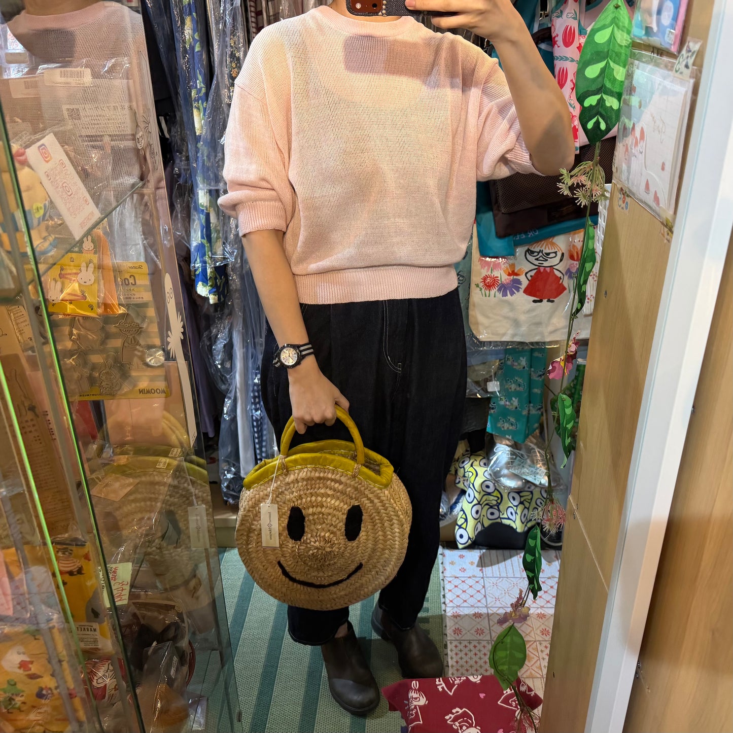 促销 - 法蒂玛摩洛哥微笑草编包，摩洛哥制造
