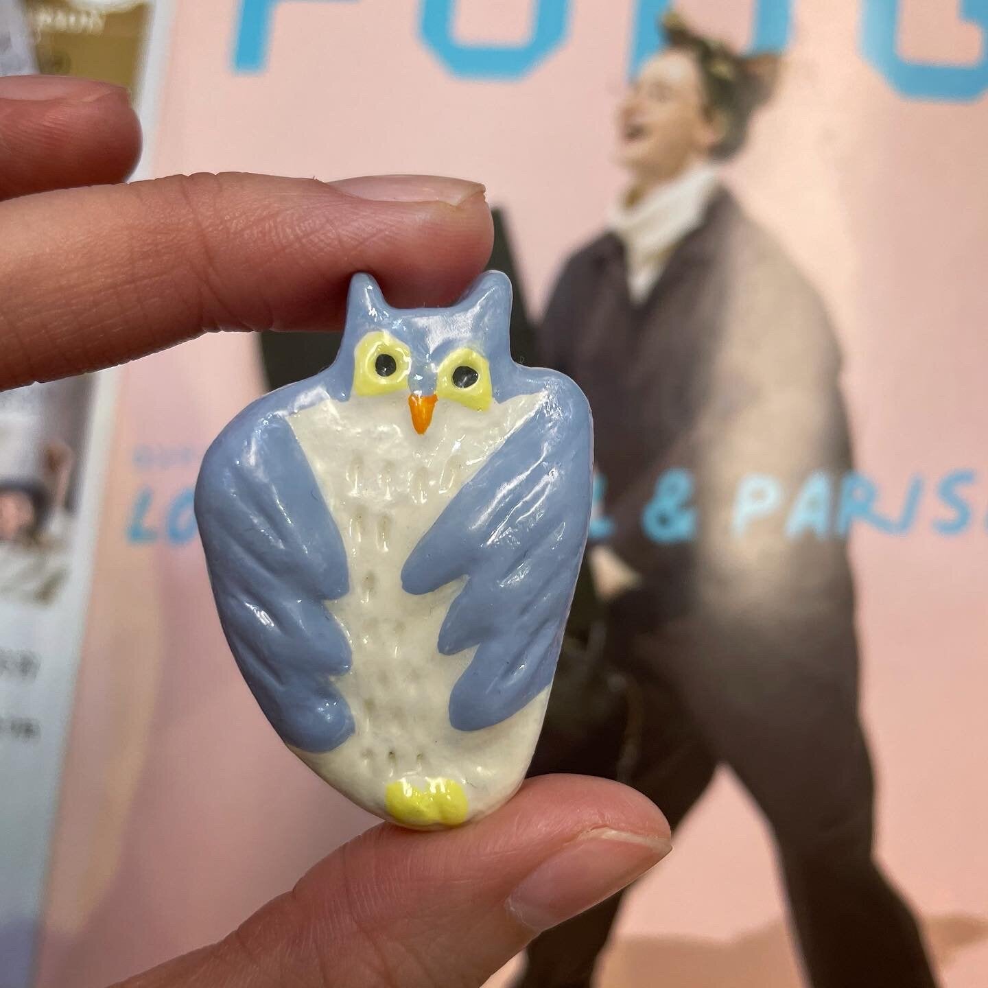 Owl Ceramic Brooch, made in Japan