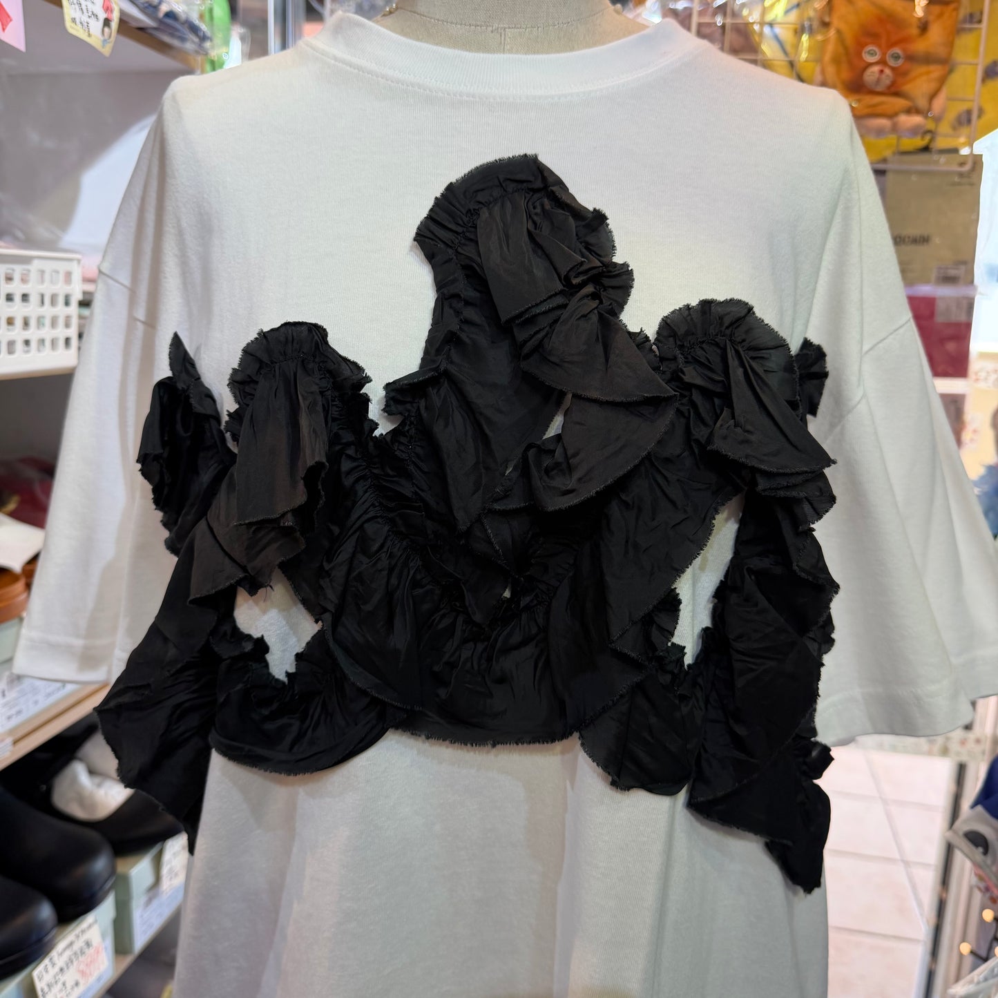 Iki Frill White T-shirt, size M, made in Japan