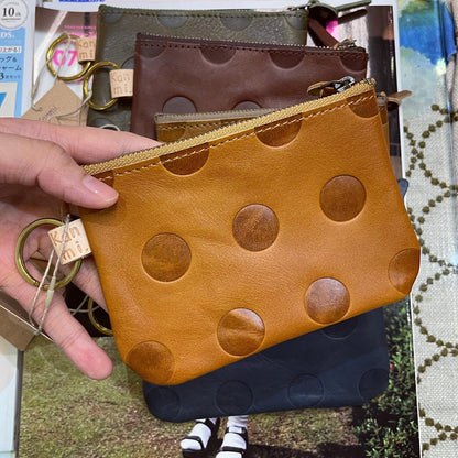 Kanmi Polka Leather Pouch, 6 Colors, made in Japan