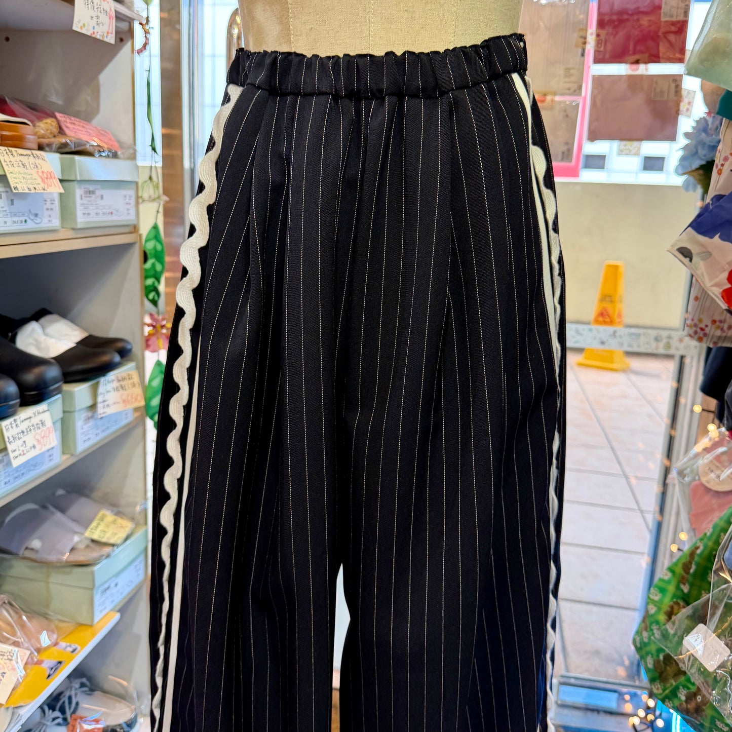 Franky Grow Twill Striped Navy Pants, Size F2, made in Japan