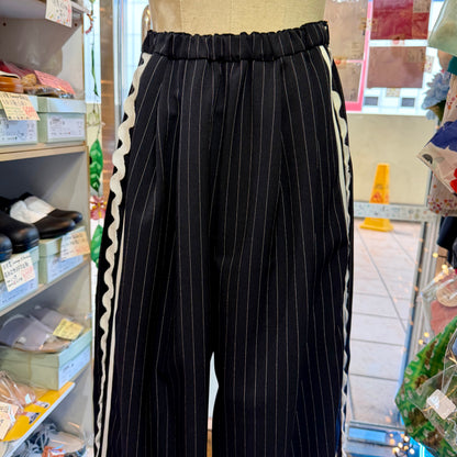 Franky Grow Twill Striped Navy Pants, Size F2, made in Japan