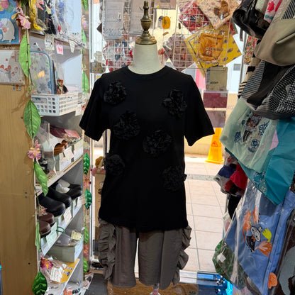 Iki 3D Cupra Embroidery Flower T-shirt, 2 Colors, size S, M, made in Japan