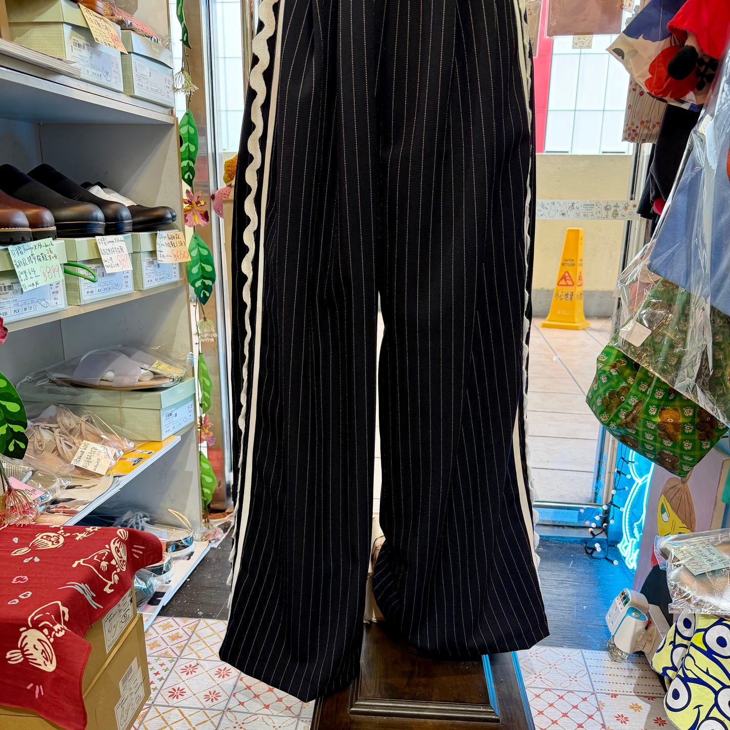Franky Grow Twill Striped Navy Pants, Size F2, made in Japan