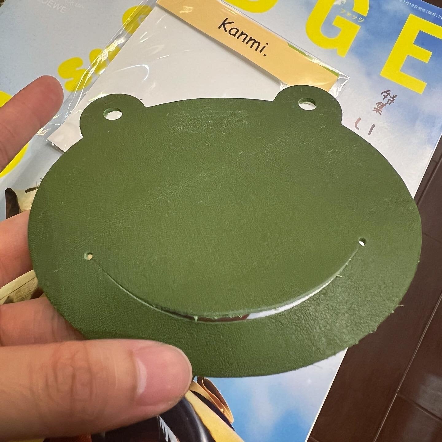 Kanmi Frog Green Leather Coaster,5 Colors, made in Japan