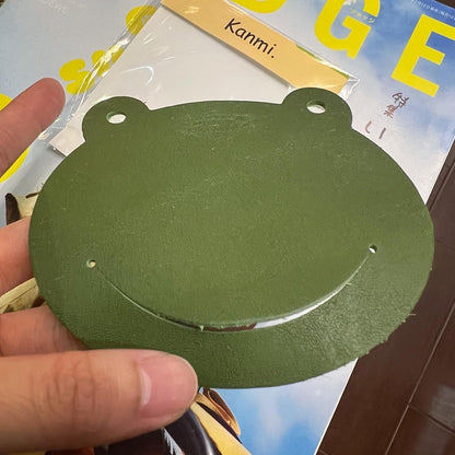 Kanmi Frog Green Leather Coaster,5 Colors, made in Japan
