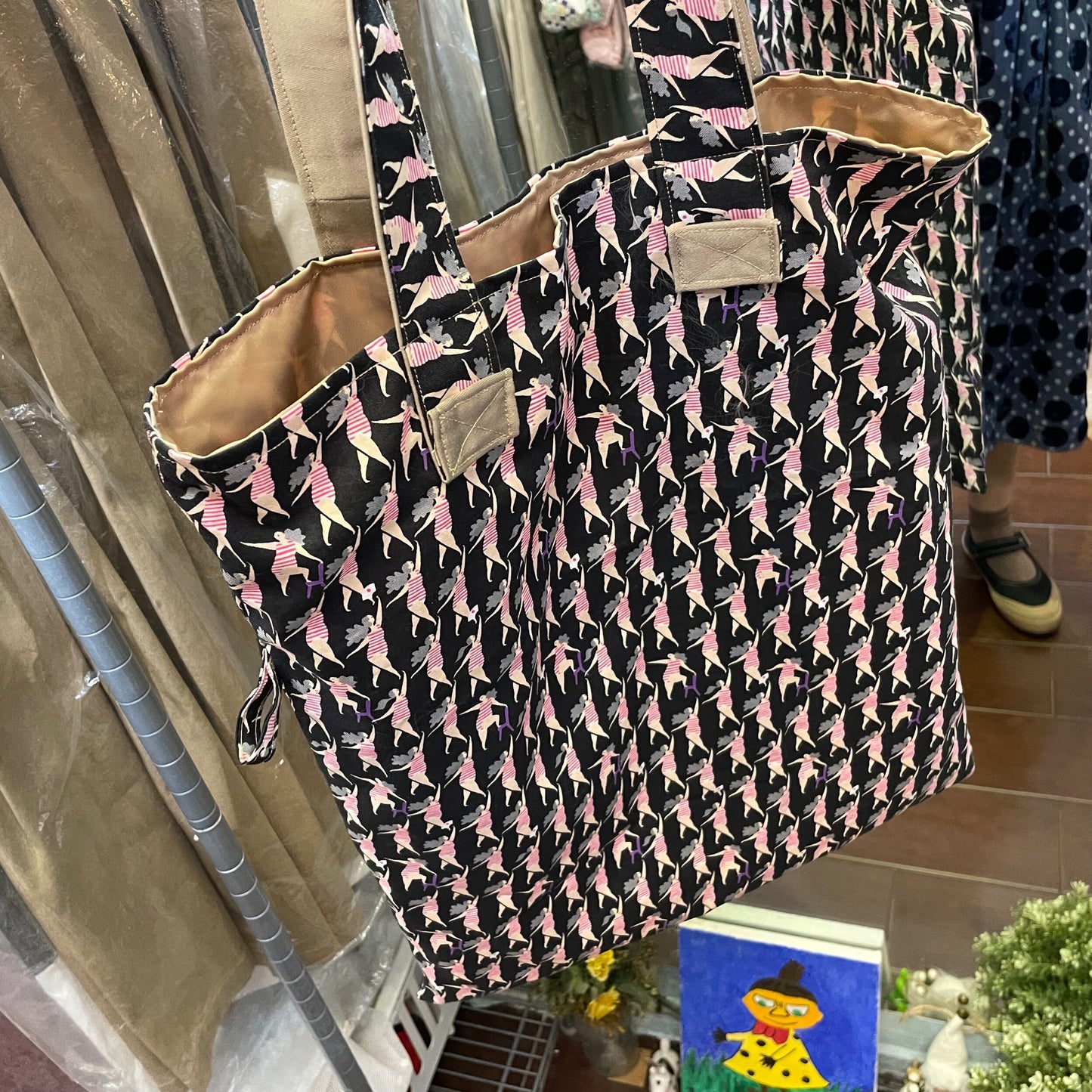 Handmade Dancing Tote Bag, Fabric from Japan