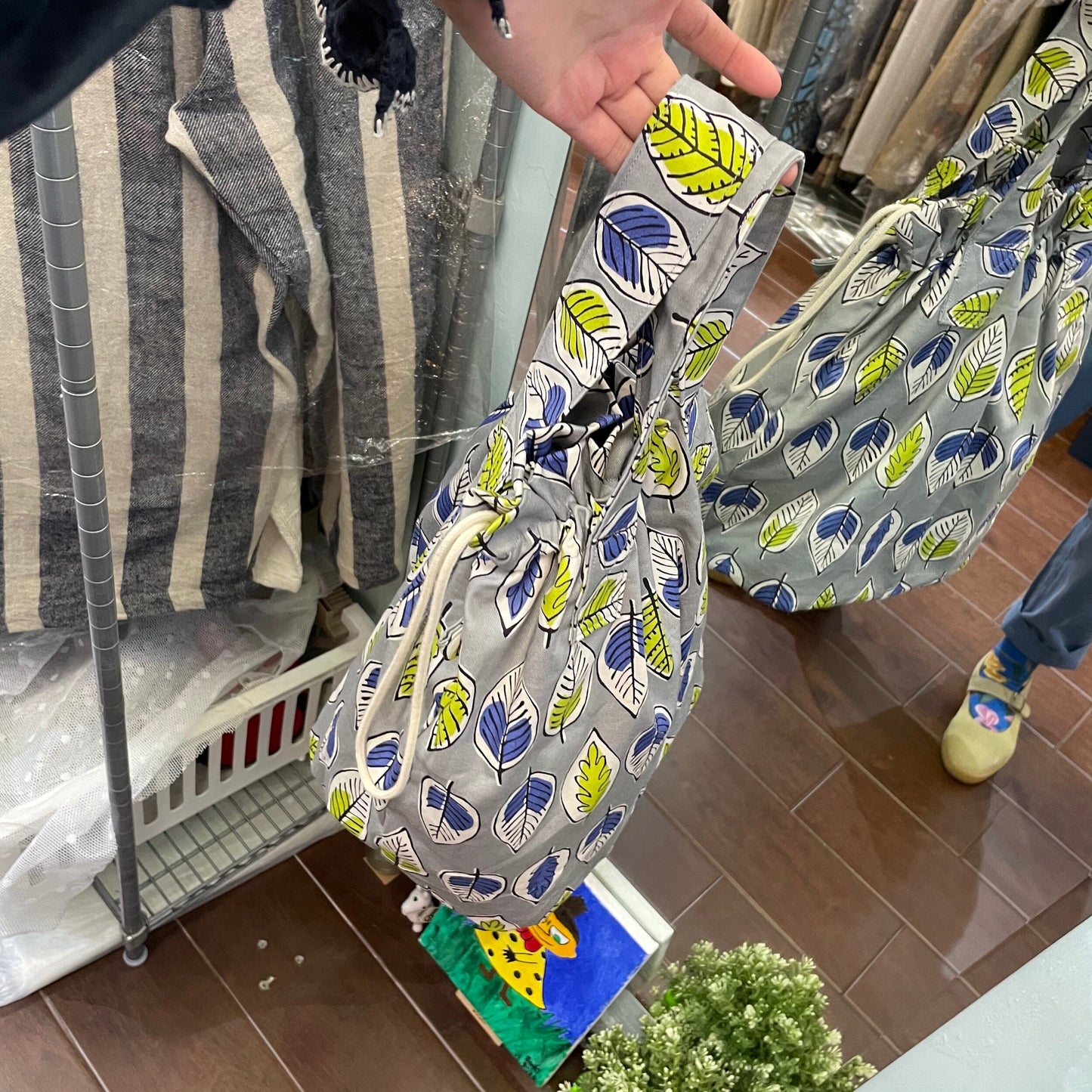 Handmade Leaf 2Way Bag, fabric from Japan