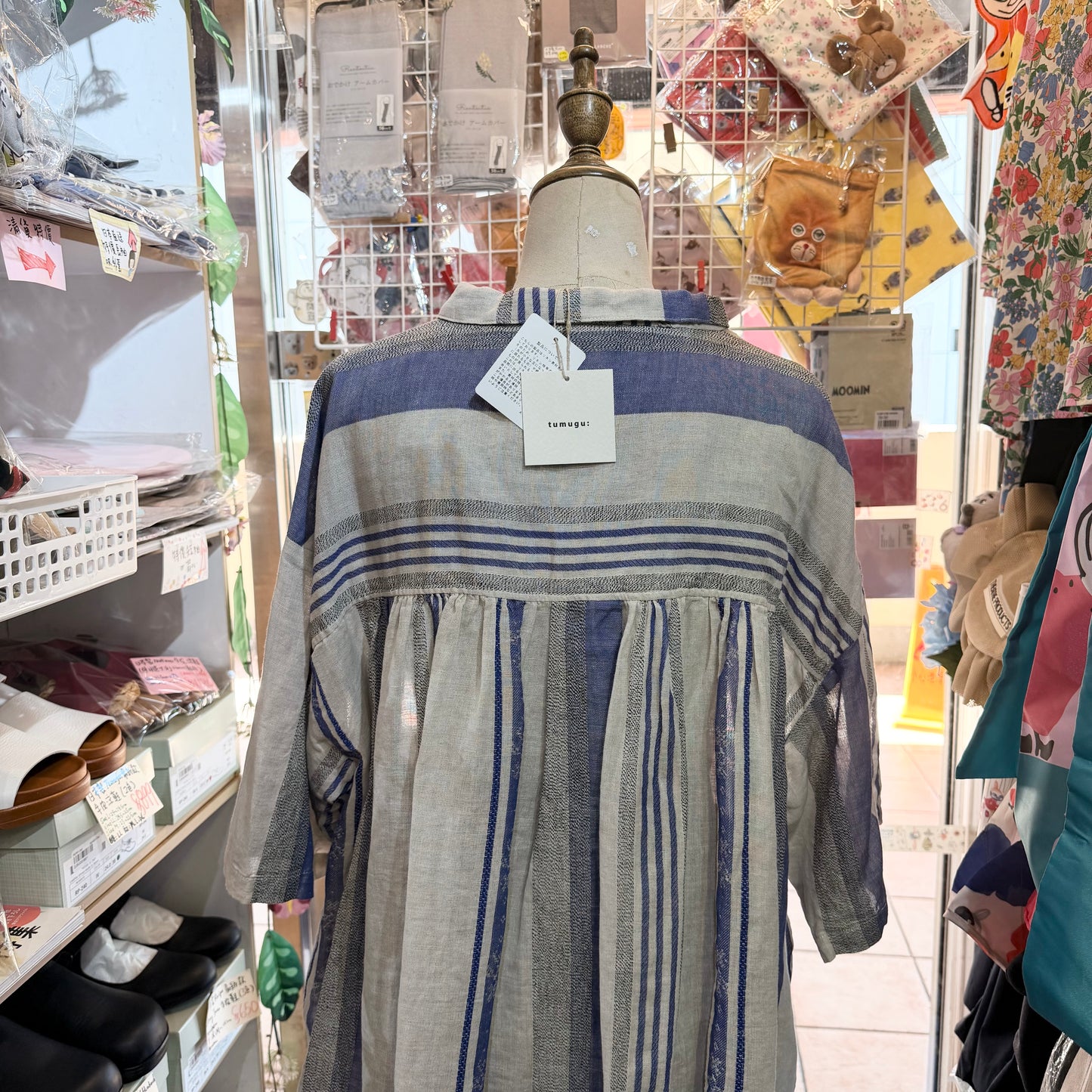 Tumugu Striped Linen Cotton Shirt, made in Japan
