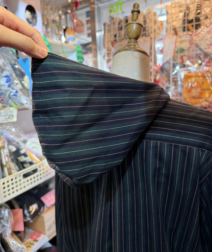 VM Green Striped Hoodie Blouse, made in Japan