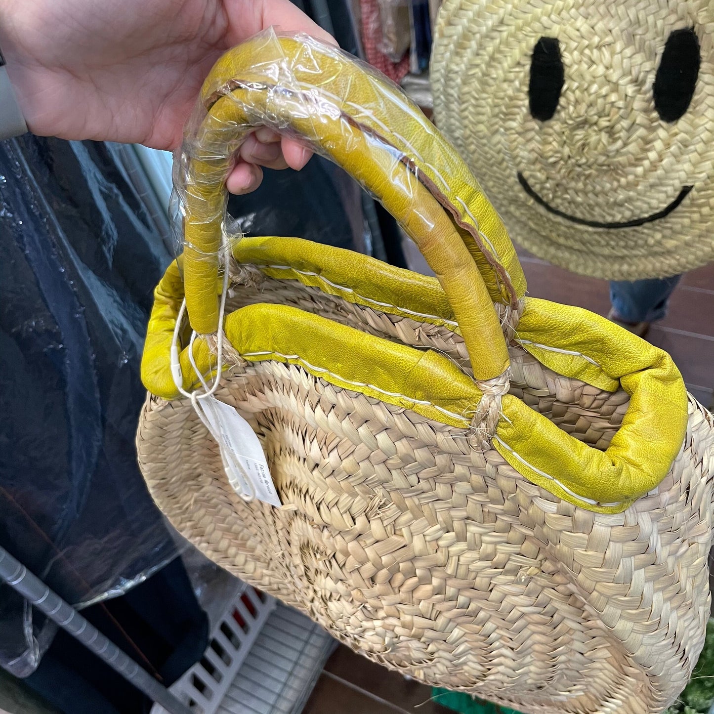 Sale- Fatima Morocco Smile Straw Bag, made in Morocco