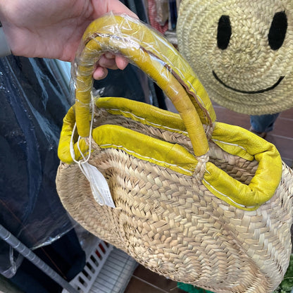 Sale- Fatima Morocco Smile Straw Bag, made in Morocco